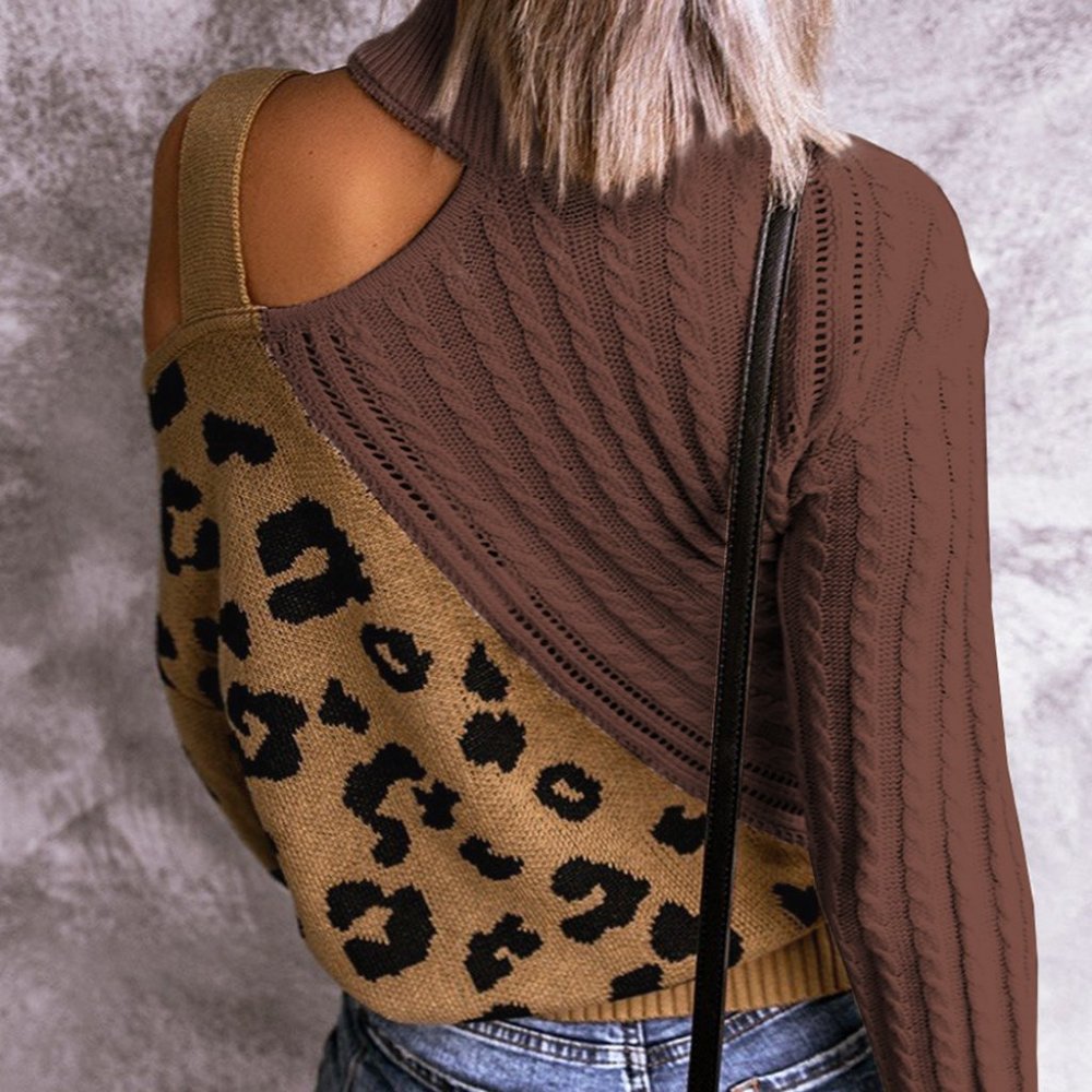 Brown Cold Shoulder Sweater - Picture 2 of 3